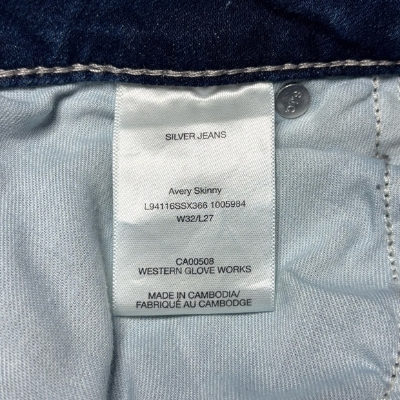 Silver Jeans Womens 32 Avery Skinny Selvedge Denim Big Stitch Embroidered Street - Picture 3 of 5